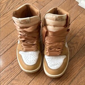 Jordan Air Women's Tan and White Sneakers